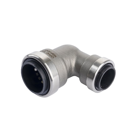Quickfitting 3/4in Push-to-Connect x 1/2in Push-to-Connect Stainless Steel Reducing Elbow Fitting SS843R